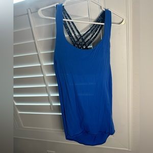 Lululemon WILD THING open back strappy sports bra Yoga tank top. 8 Blue Black